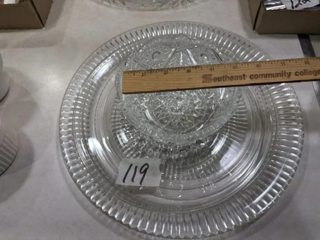 PLATTER & PRESSED GLASS BOWL