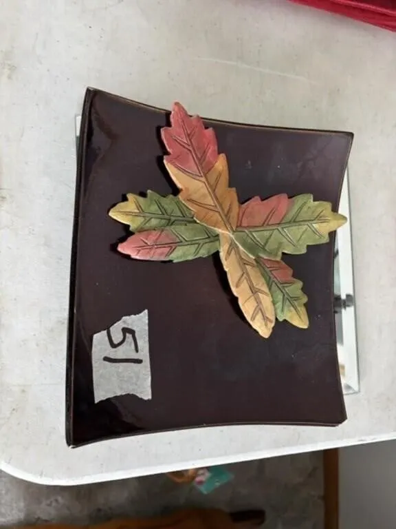 CERAMIC LEAF, PLATE & MIRROR