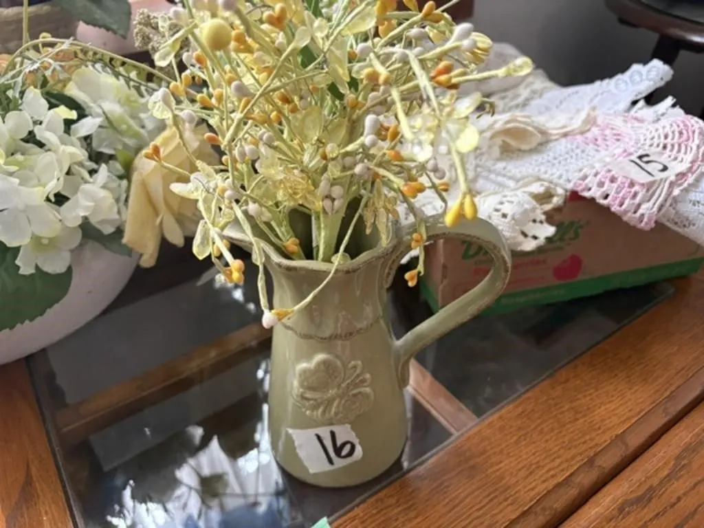 PITCHER VASE & FLOWERS