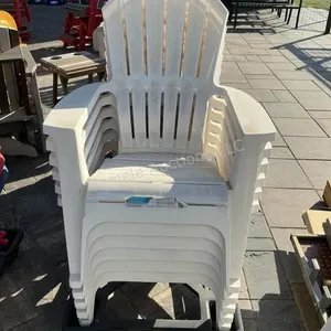 6 white Adirondack chairs, plastic