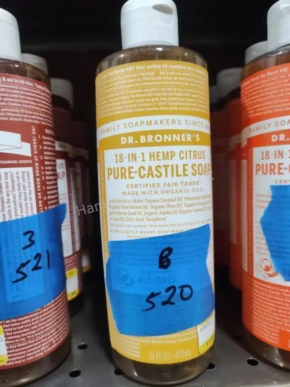 8nbottles Dr Bronners citrus soap