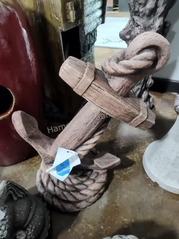 22" cast stone anchor statue
