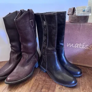 Women's Belt and Leather Boots Size 8