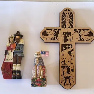 Wood Cross & Figurines