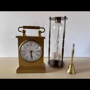 Mantle Clock, Hourglass, & Bell
