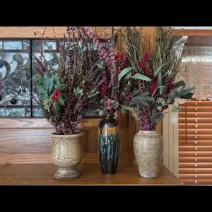 Ceramic Vases with faux plant arrangements