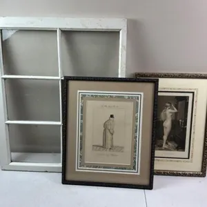 Framed Art Prints & 6-Pane Window (Lot of 3)