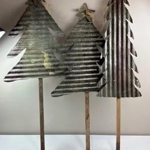 Metal Christmas Tree Yard Stakes (Set of 3)