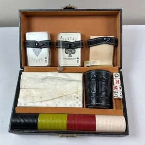 Vintage Poker Set in Embossed Case
