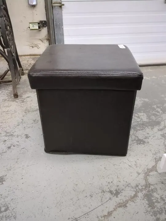 Vinyl storage ottoman