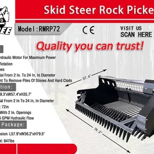 2026 Raytree RMRP72 72 in Rock Picker Skid Steer Bucket (Unused)
