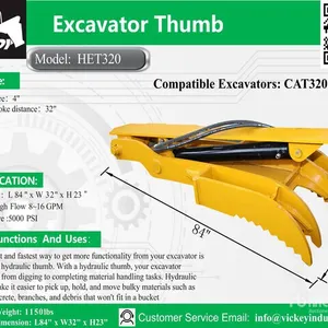 2026 Handy HET320 Excavator Thumb - Fits Cat 320 (Unused)