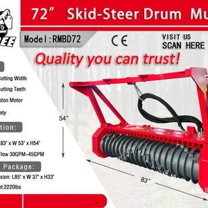 2026 Raytree RMBD72 72 in Drum Skid Steer Mulcher (Unused)
