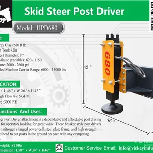 2026 Handy HPD680 Skid Steer Post Driver (Unused)