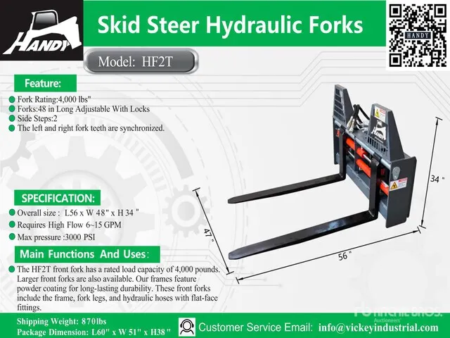 2026 Handy HF2T 48 in Skid Steer Forks (Unused)