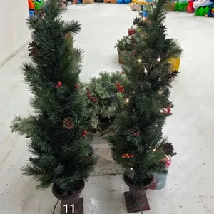 (3) Christmas Trees w/ Lights, Working, Large Qty Battery Tealights, etc.