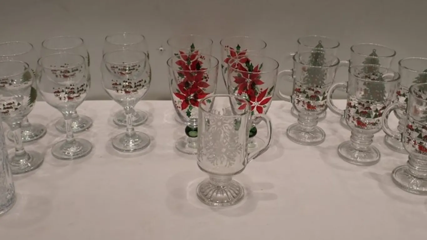 Christmas Theme Glassware and Pinwheel Tumblers