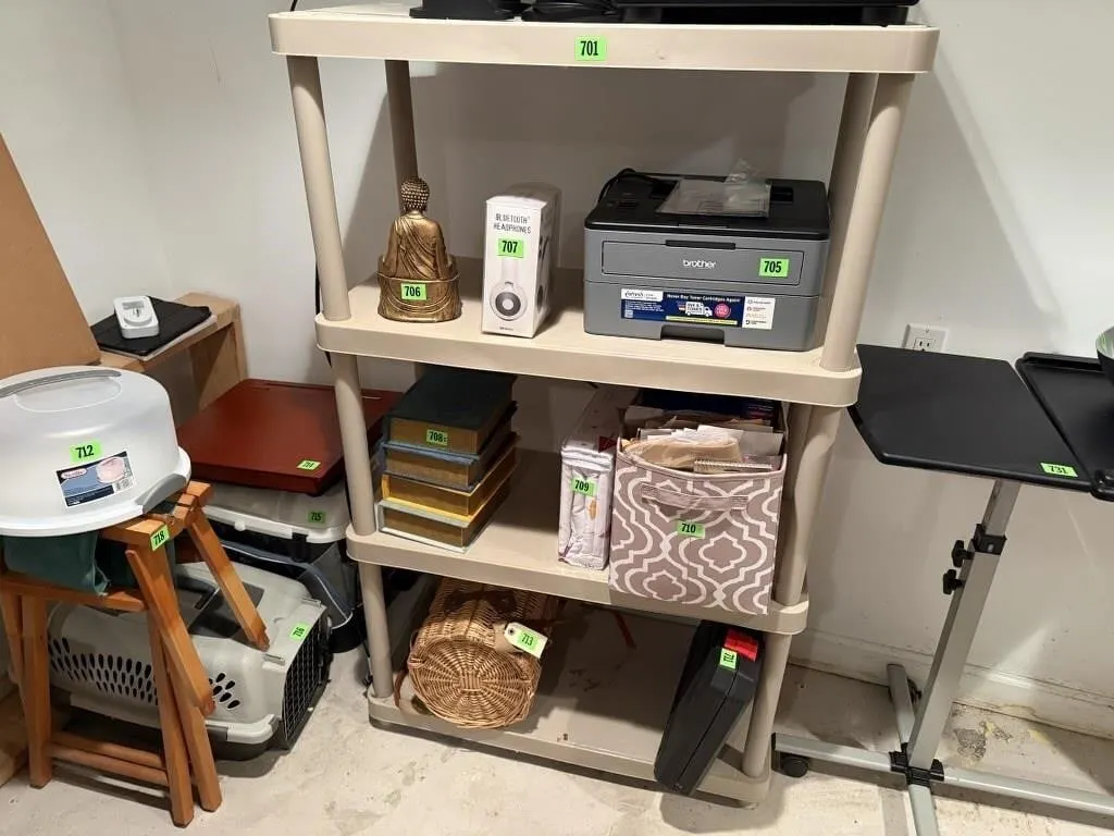 Plastic shelving unit, no contents included