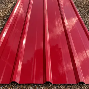 Sheet of 28 Gauge Ribbed Metal Roofing/Siding - Red - 3' x 16' - Must Take 15 Times the Bid Price