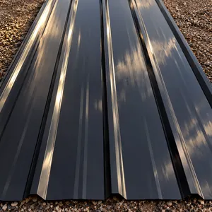 Sheet of 28 Gauge Ribbed Metal Roofing/Siding - Black - 3' x 16' - Must Take 15 Times the Bid Price