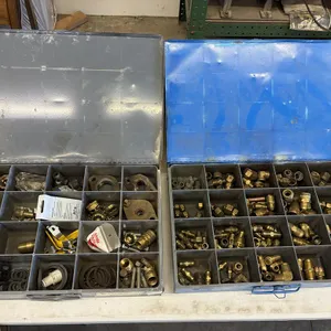 Two Metal Parts Bins, and Fittings