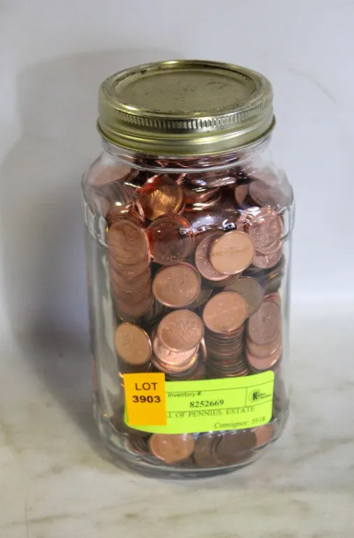 JAR FULL OF PENNIES. ESTATE