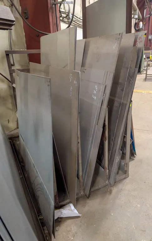 RACK OF ASSORTED SHEET METAL INCL: 304 STAINLESS