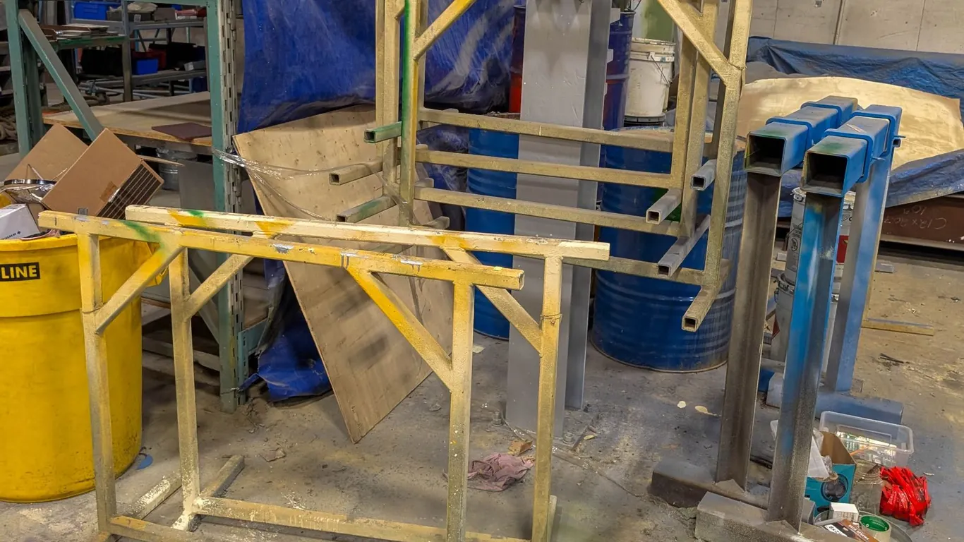 LOT OF 9 ASSORTED WORK STANDS W/ CUSTOM STORAGE