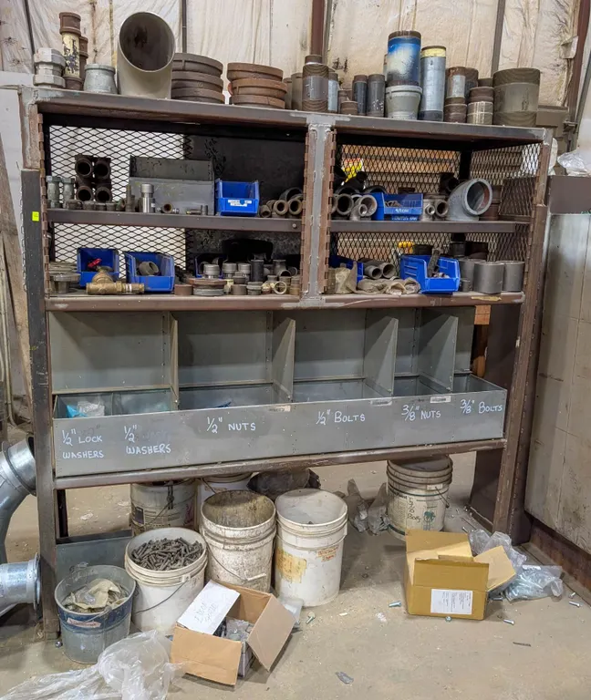 CUSTOM METAL RACK W/ CONTENTS INCL: ASSORTED