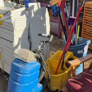 Commercial Carpet Extractor, Rubbermaid Mop Bucket with Wringer & Assorted Cleaning Tools