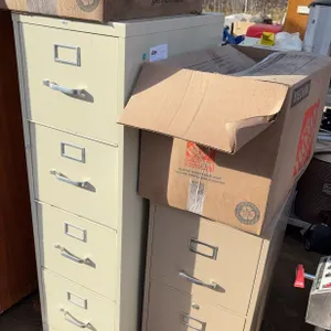 4-Drawer & 2-Drawer Metal Filing Cabinets with Boxes of Contents