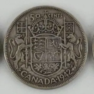 1942 Canada 50 Cents Silver Lot of 3