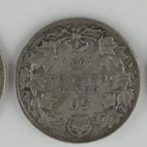 1929-1931 Canada 50 Cents Silver Lot of 3