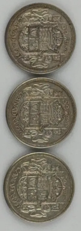 1957 Canada 50 Cents Silver Lot of 3