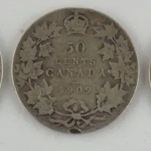 1909 & 19?? Canada 50 Cents Silver Lot of 3