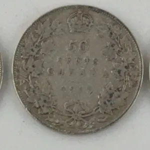 1917 & 19?? Canada 50 Cents Silver Lot of 3