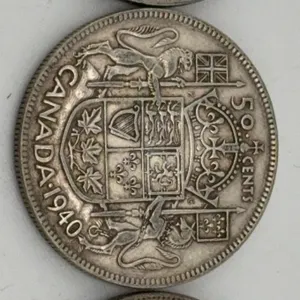 1940, 1944, 1950 Canada 50 Cents Silver Lot of 3