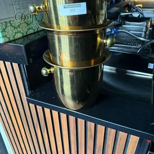 (3) BRASS-COLORED WINE BUCKETS