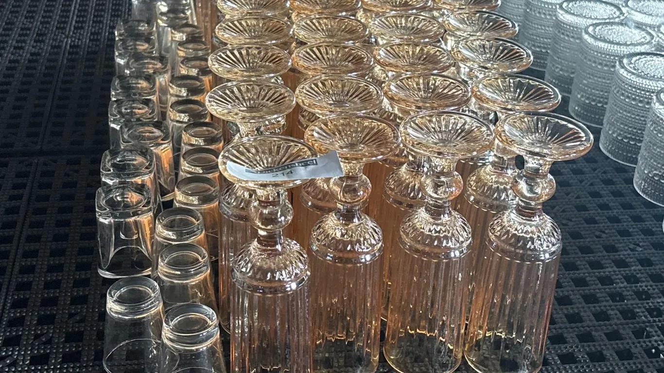 SHOT GLASSES AND CHAMPAGNE FLUTES LOT