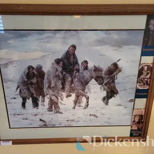 FRAMED HOWARD TERPNING ARTWORK TITLED "CHIEF JOSEPH RIDES TO SURRENDER"
