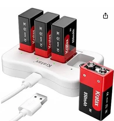 K007 9V Rechargeable Battery 4 Slot Charger Set