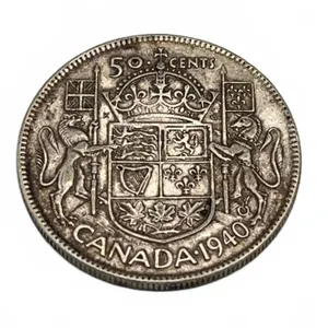 Vintage Canada 1940 Silver 50 Cents King George VI Coin