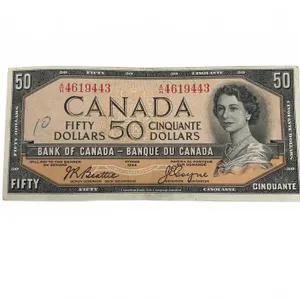 Vintage 1954 Canada $50 Banknote, Beattie-Coyne Signatures G Condition