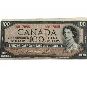Vintage Canada 1954 $100 Banknote, Lawson-Bouey Signatures