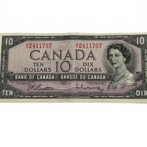1954 Canada $10 Bill Banknote Beattie - Rasminsky Signature, Mount Burgess