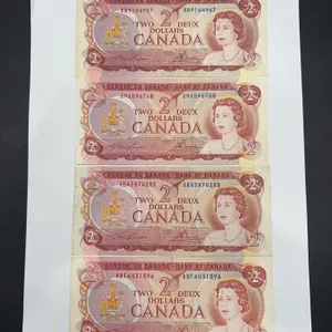 LOT of 4 Vintage Canada $2 Banknotes 1974