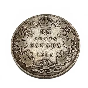 Canada 1913 25 Cents King George V Silver Coin