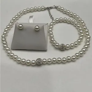 Ladies Pearl Style Necklace , Bracelet & earring set