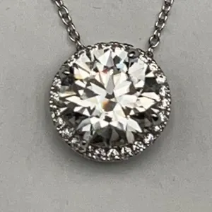 $3225 APPRAISED 5.00 CT GRA CERTIFIED ROUND BRILLIANT CUT MOISSANITE PENDANT & CHAIN SET