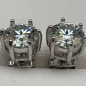 $1975 APRAISED 4.00 CT TW GRA CERTIFIED ROUND BRILLIANT CUT MOISSANITE EARRING SET